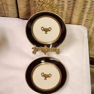 2- Amphora Fitz & Floyd Saucers Black Dinnerware 5" replacements